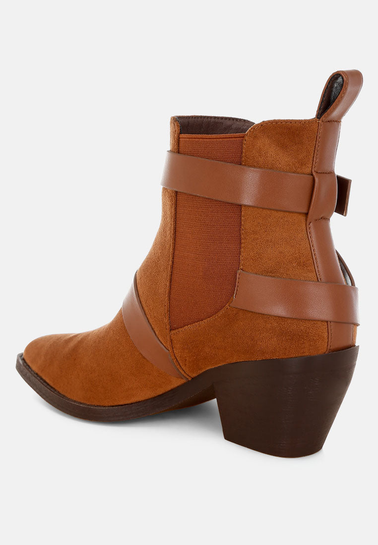 Raveta Microfiber Buckle Strap Western Boots - Image 3