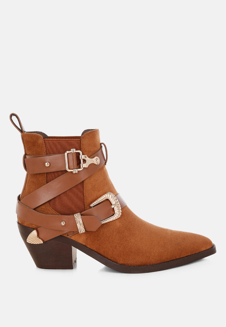 Raveta Microfiber Buckle Strap Western Boots - Image 11