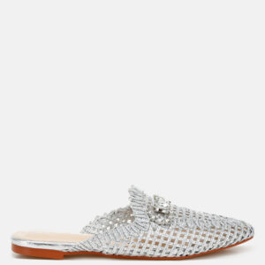 Roboma Metallic Woven Diamante Mules
