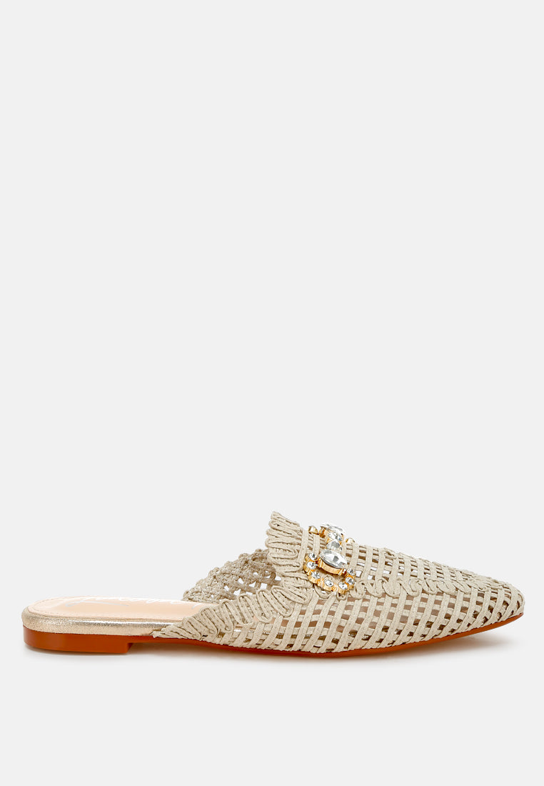 Roboma Metallic Woven Diamante Mules - Image 32