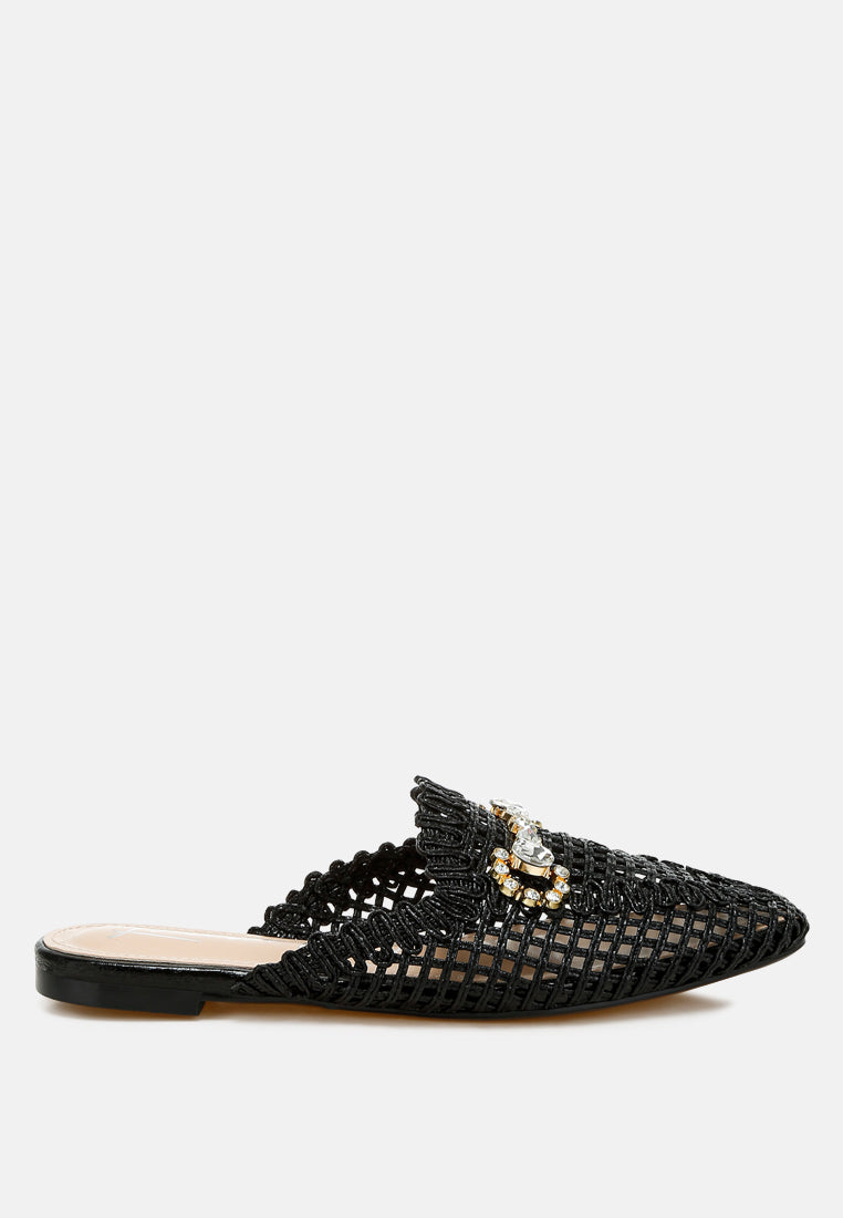 Roboma Metallic Woven Diamante Mules - Image 43