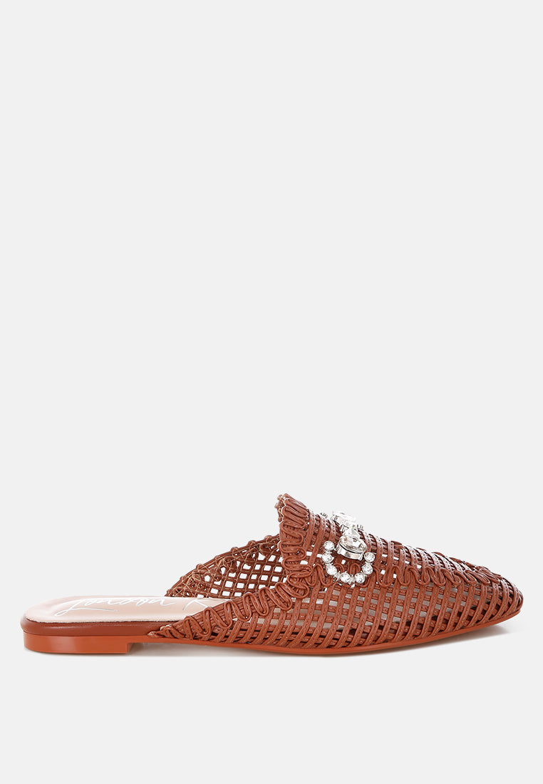 Roboma Metallic Woven Diamante Mules - Image 56