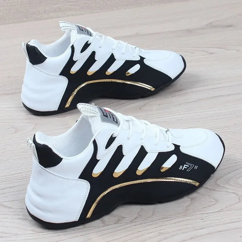 Mens Casual Vulcanized Sneakers Lightweight Breathable Shoes (White) - Image 3