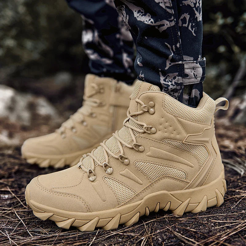 Men's Tactical Work Ankle Boots Winter Safety Shoes (Beige) - Image 4