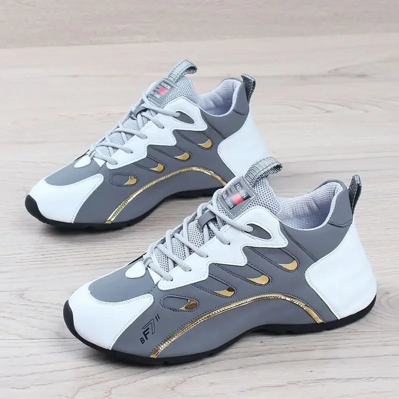 Mens Casual Vulcanized Sneakers Lightweight Breathable Shoes (Gray) - Image 2