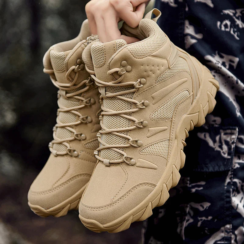 Men's Tactical Work Ankle Boots Winter Safety Shoes (Beige) - Image 3
