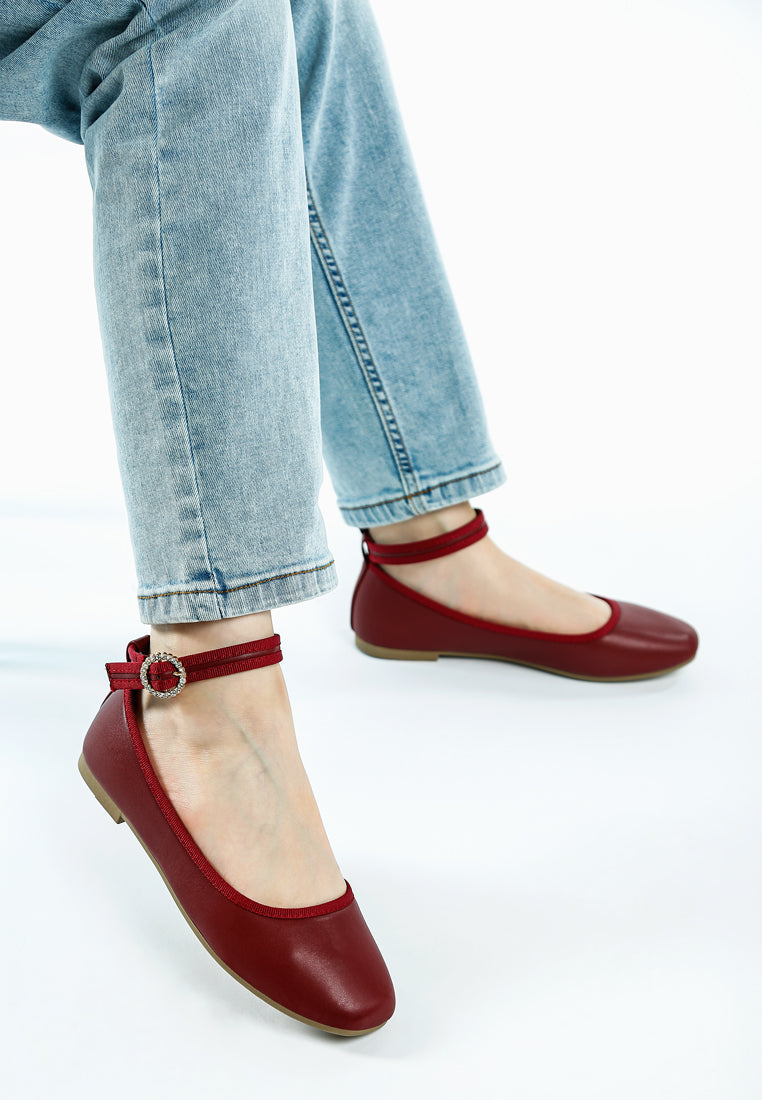 Danseur Ankle Strap Detail Ballet Flats - Image 2