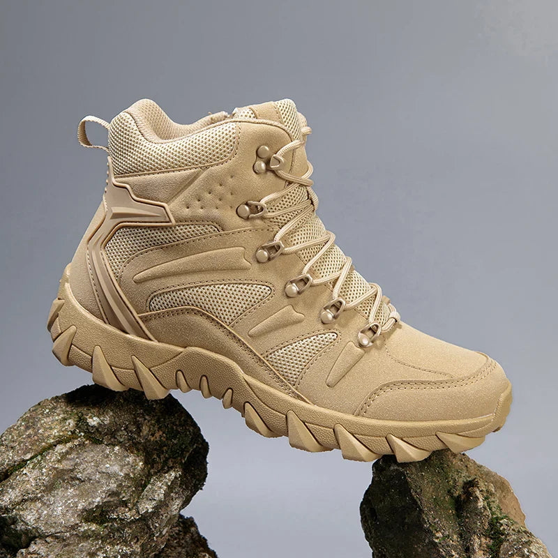 Men's Tactical Work Ankle Boots Winter Safety Shoes (Beige) - Image 5