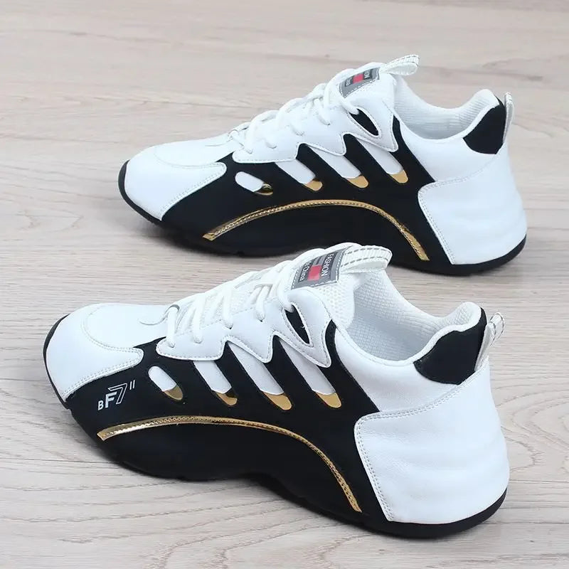 Mens Casual Vulcanized Sneakers Lightweight Breathable Shoes (White) - Image 2