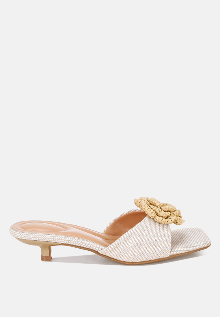 Sobhina Woven Floral Accent Kitten Heels - Image 6