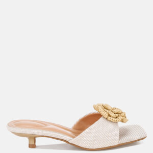 Sobhina Woven Floral Accent Kitten Heels