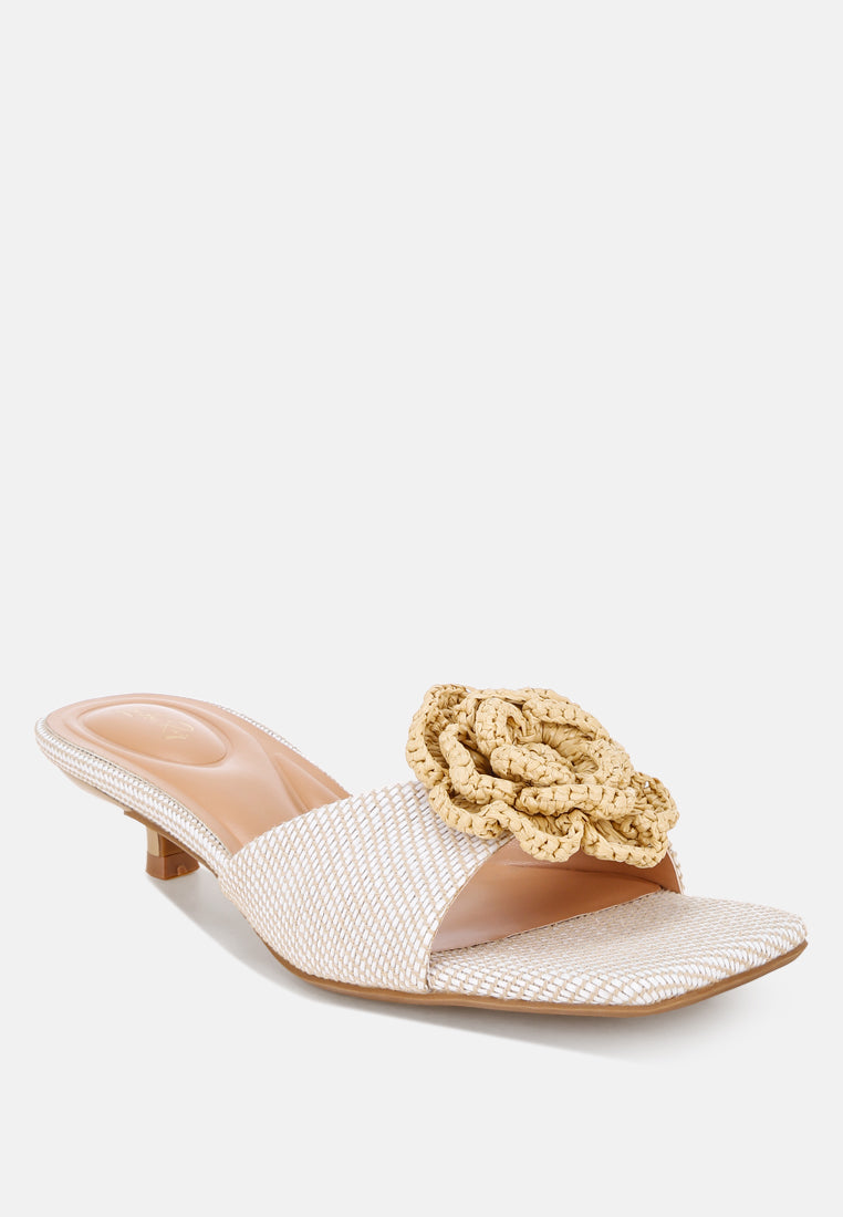 Sobhina Woven Floral Accent Kitten Heels - Image 2