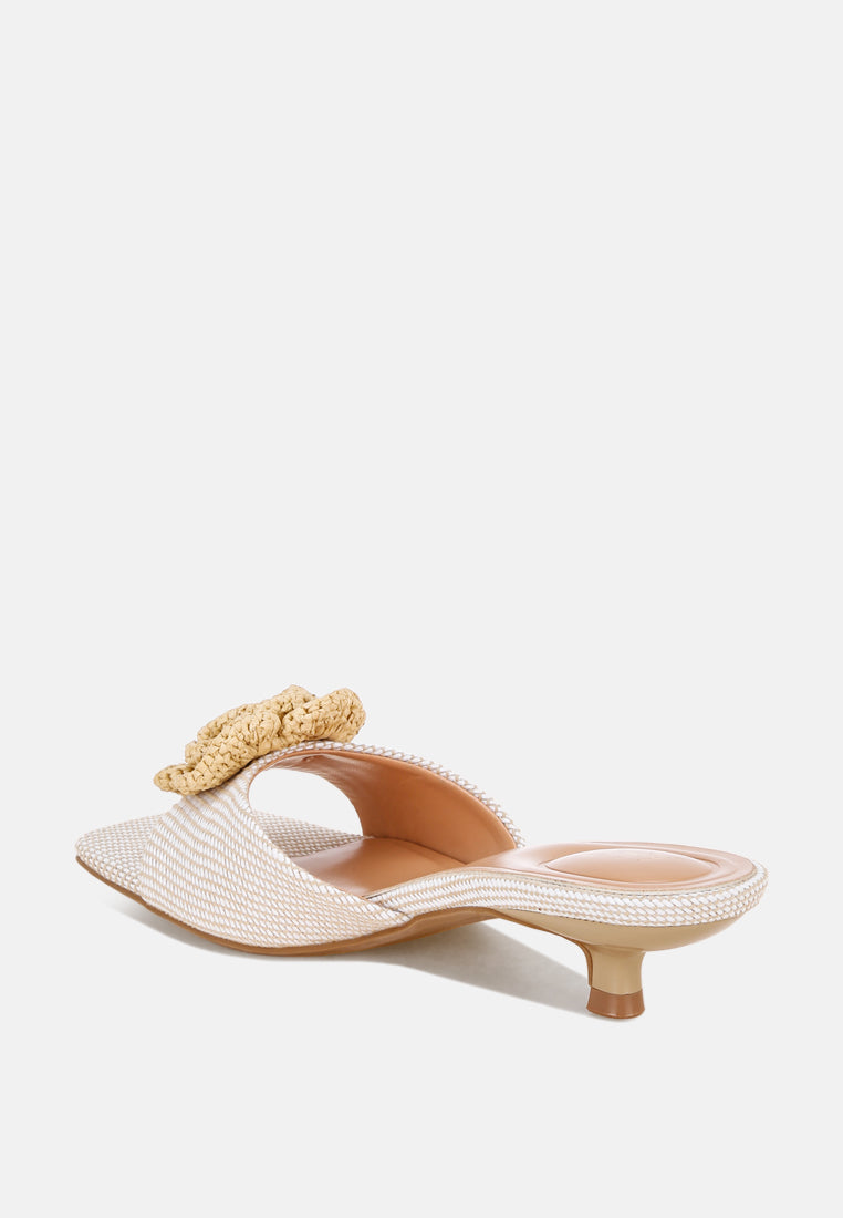 Sobhina Woven Floral Accent Kitten Heels - Image 3