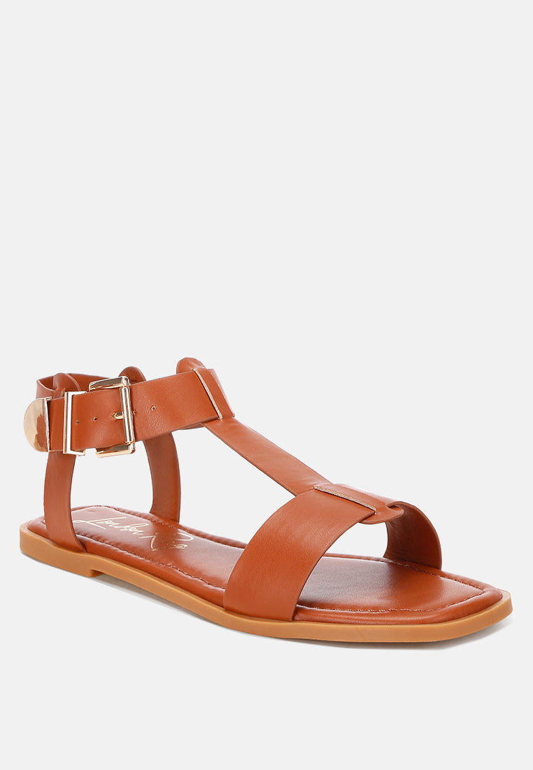 Yumal Buckled Square Toe Flat Sandals - Image 3