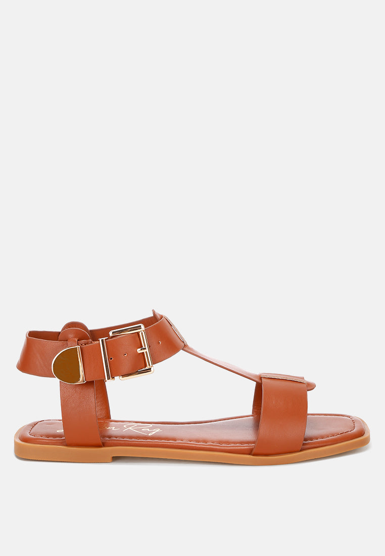 Yumal Buckled Square Toe Flat Sandals - Image 7