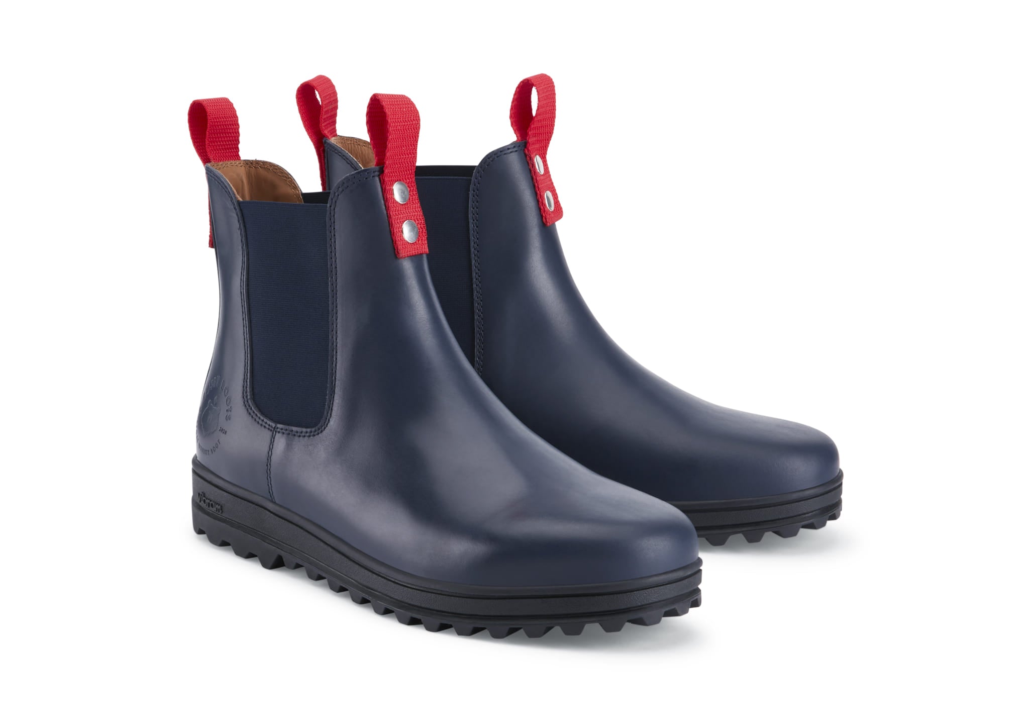 Busby Men's Winter Chelsea Boot, Navy Blue Leather - Image 2