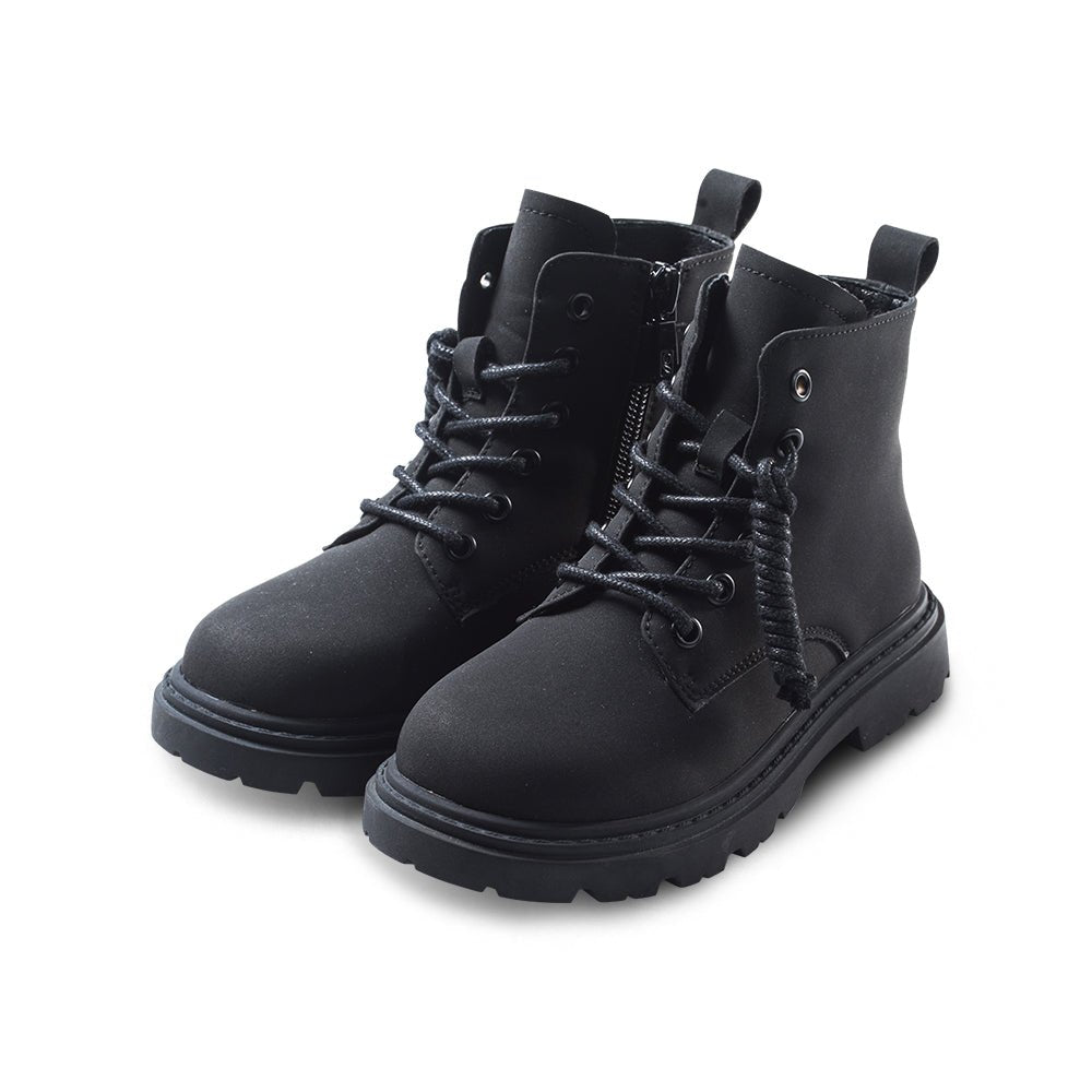 Classic Kids Black Combat Boots - Image 3
