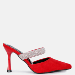 Fauci Diamante Strap Heeled Mules