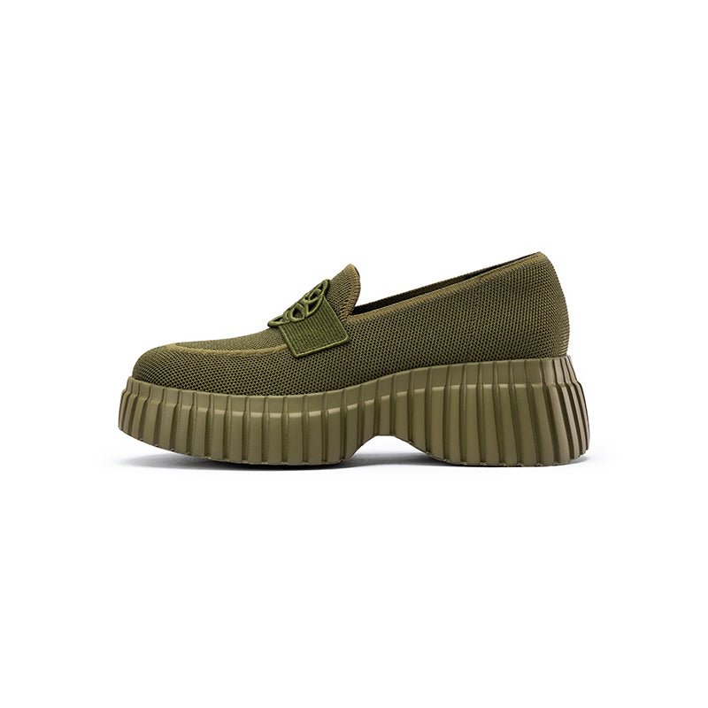Gentleman Chunky Platform Loafers – Knit Slip-On Casual Shoes - Image 6