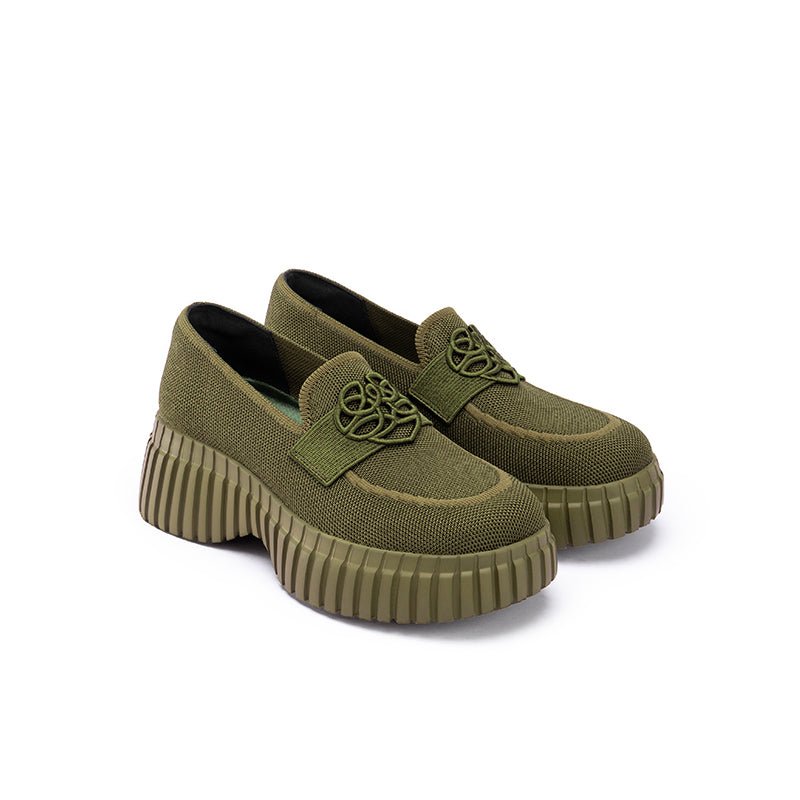 Gentleman Chunky Platform Loafers – Knit Slip-On Casual Shoes - Image 2