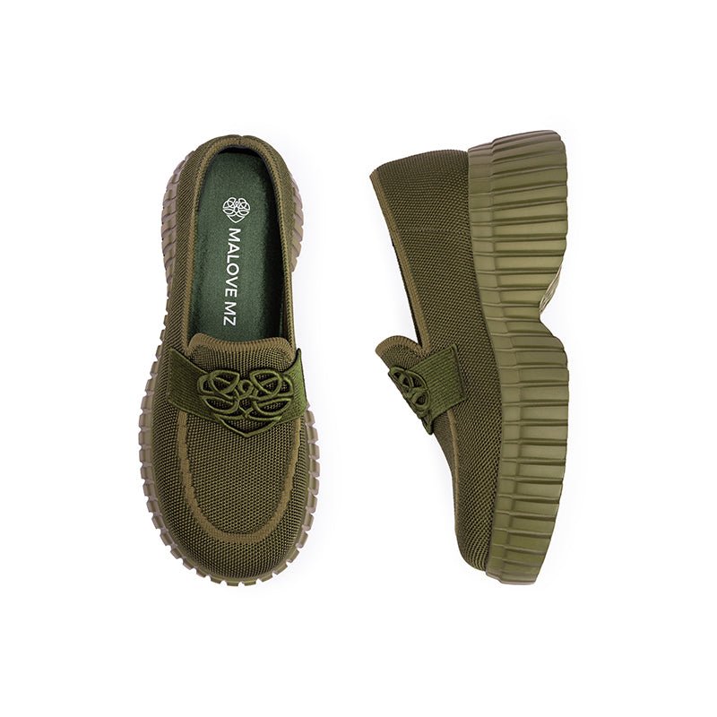 Gentleman Chunky Platform Loafers – Knit Slip-On Casual Shoes - Image 3