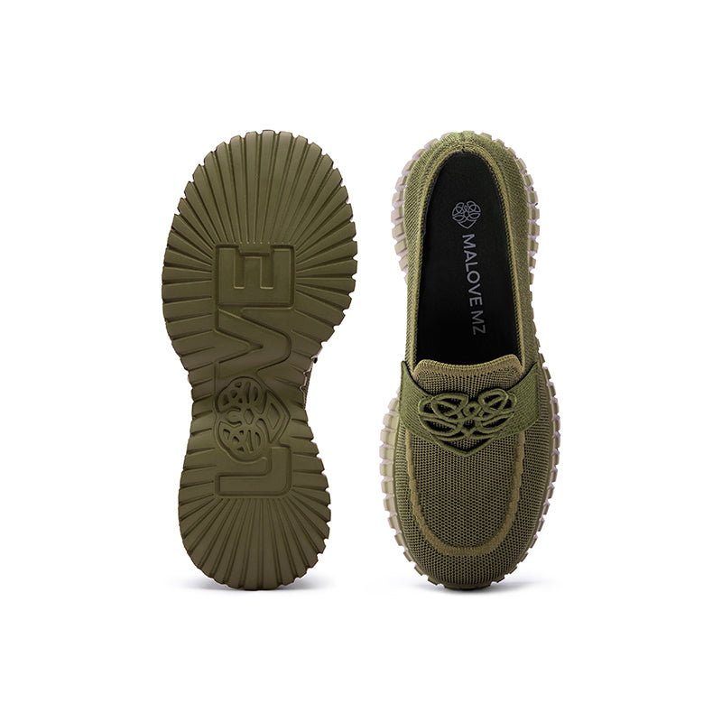 Gentleman Chunky Platform Loafers – Knit Slip-On Casual Shoes - Image 4