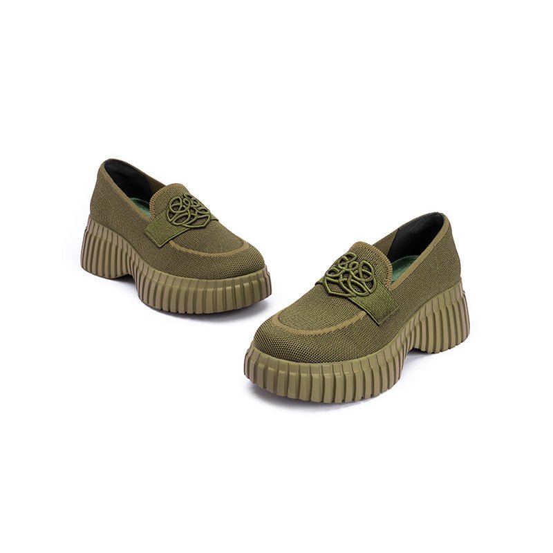 Gentleman Chunky Platform Loafers – Knit Slip-On Casual Shoes - Image 5