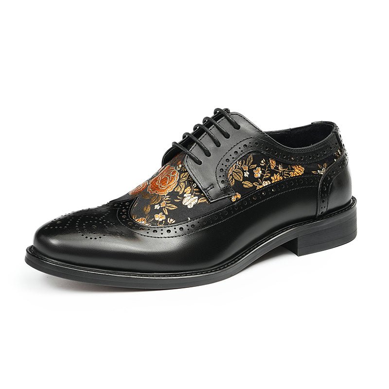 Men’s Artistic Brogue Lace Up Shoes with Embroidered Accents - Image 4