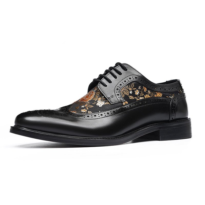 Men’s Artistic Brogue Lace Up Shoes with Embroidered Accents - Image 3