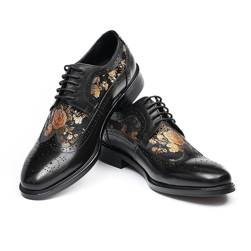 Men’s Artistic Brogue Lace Up Shoes with Embroidered Accents - Image 2