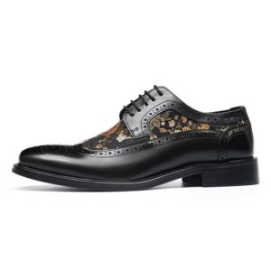Men’s Artistic Brogue Lace Up Shoes with Embroidered Accents