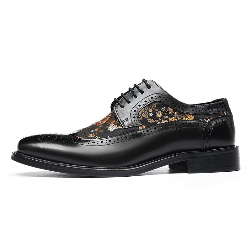 Men’s Artistic Brogue Lace Up Shoes with Embroidered Accents - Image 13
