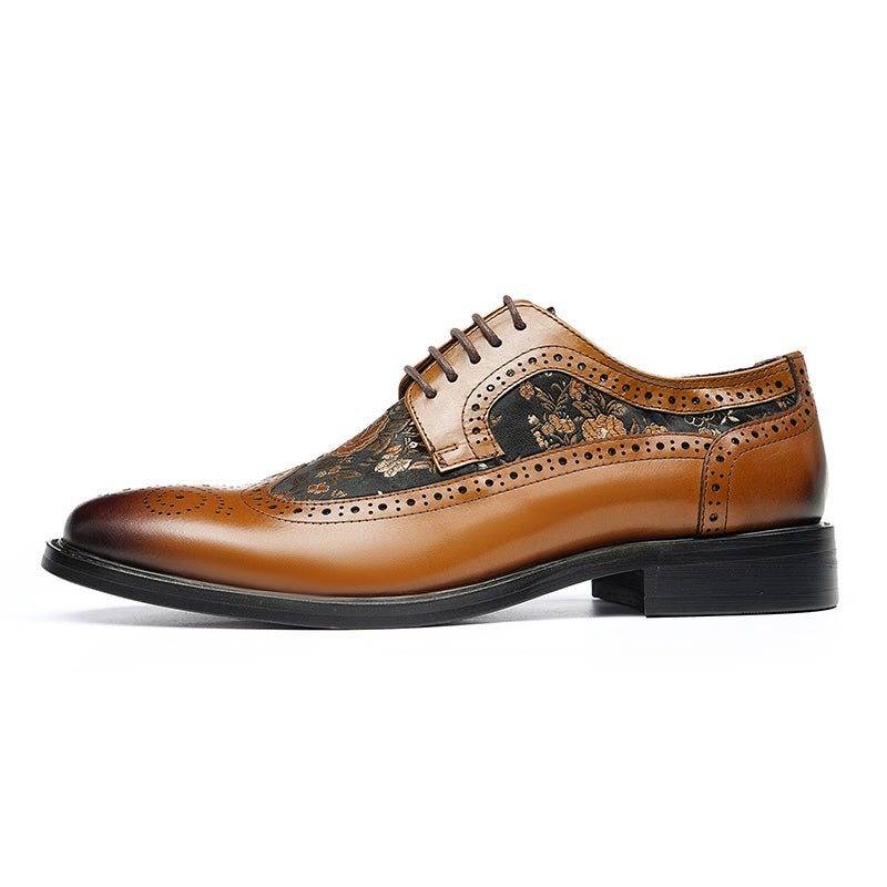 Men’s Artistic Brogue Lace Up Shoes with Embroidered Accents - Image 16