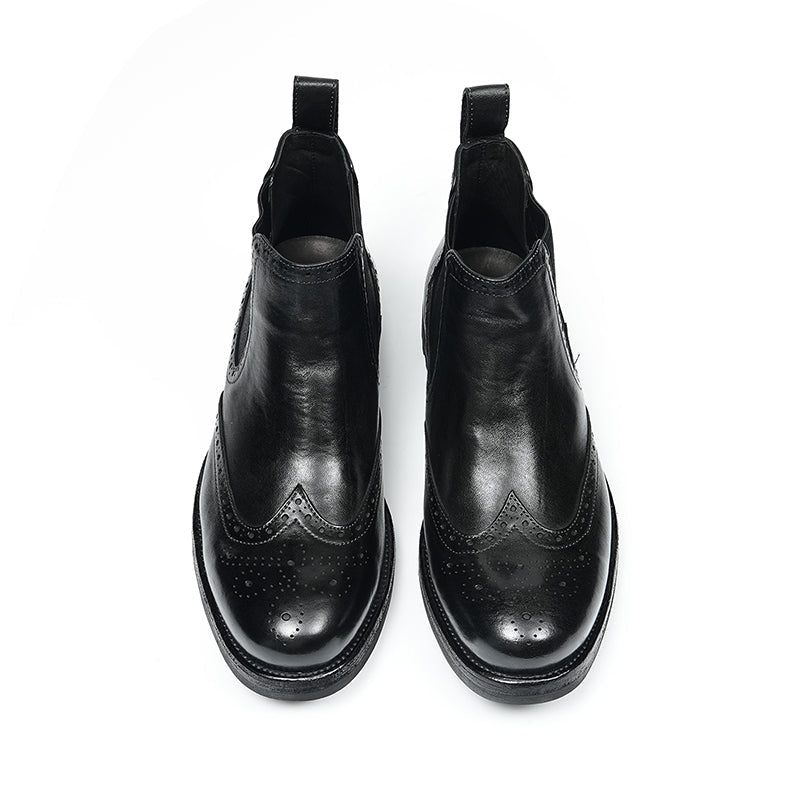 Men’s Chelsea Boots with Wingtip Brogue Detailing and Rugged Soles - Image 4