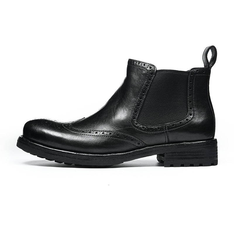 Men’s Chelsea Boots with Wingtip Brogue Detailing and Rugged Soles - Image 8