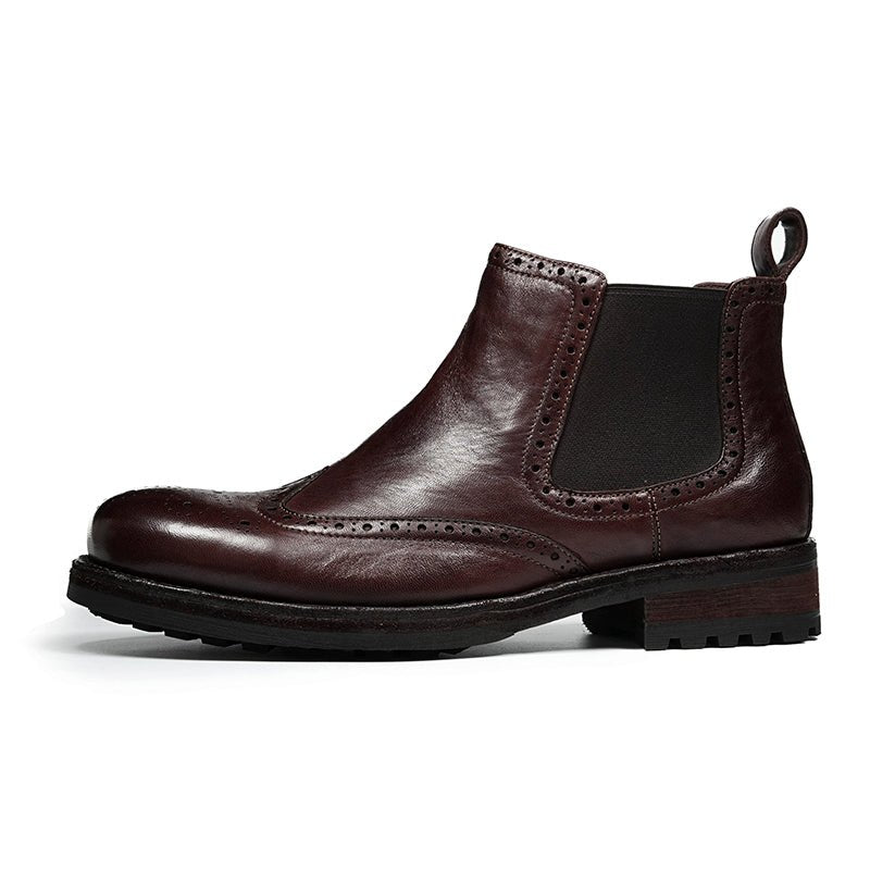 Men’s Chelsea Boots with Wingtip Brogue Detailing and Rugged Soles - Image 24