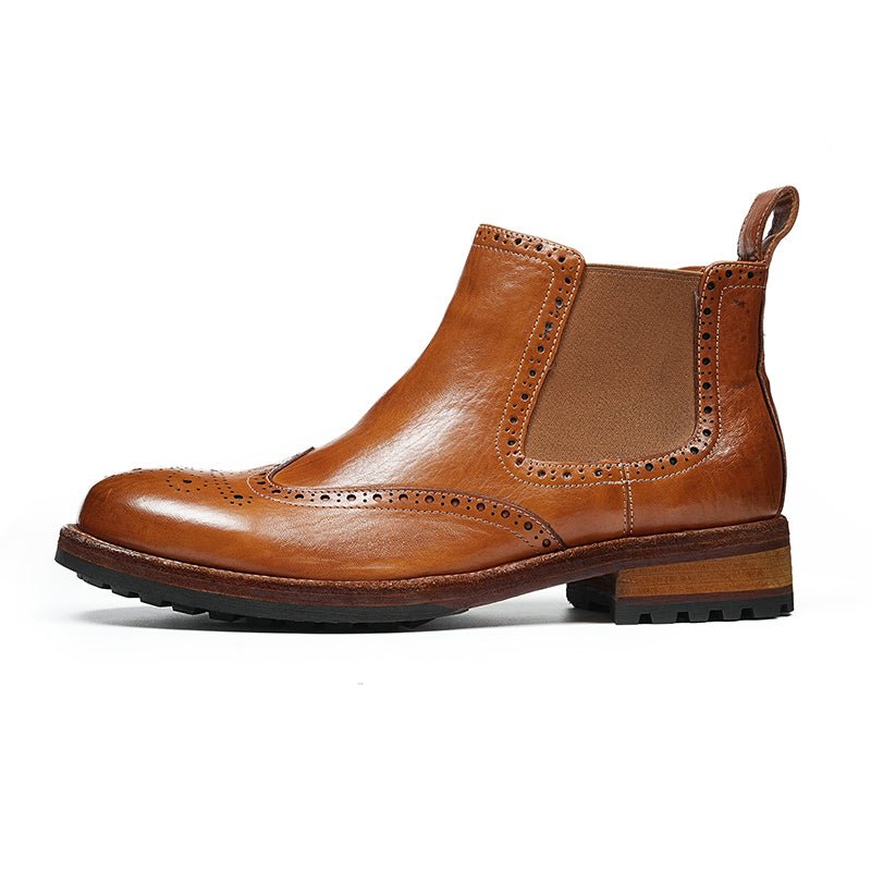 Men’s Chelsea Boots with Wingtip Brogue Detailing and Rugged Soles - Image 14