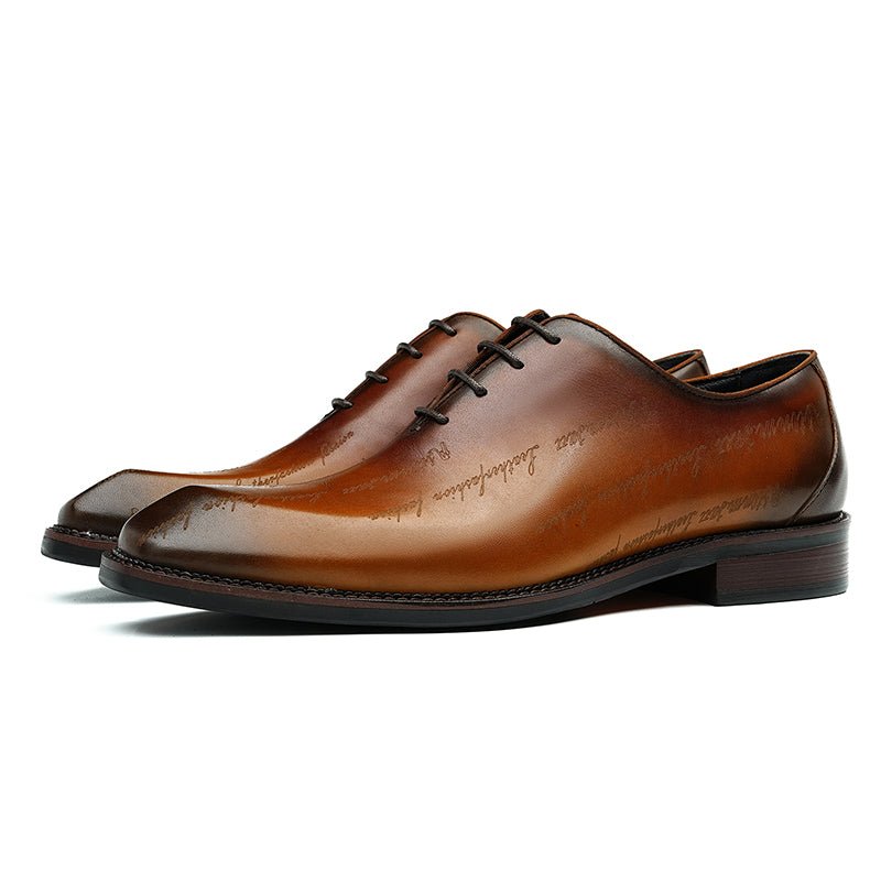 Men’s Elite Leather Oxford Lace Up Shoes with Artistic Scritto Finish - Image 4