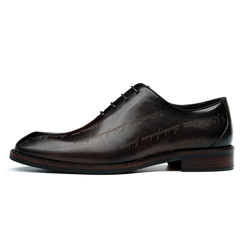 Men’s Elite Leather Oxford Lace Up Shoes with Artistic Scritto Finish - Image 16