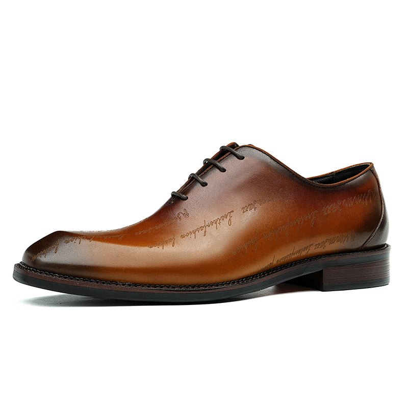 Men’s Elite Leather Oxford Lace Up Shoes with Artistic Scritto Finish - Image 2