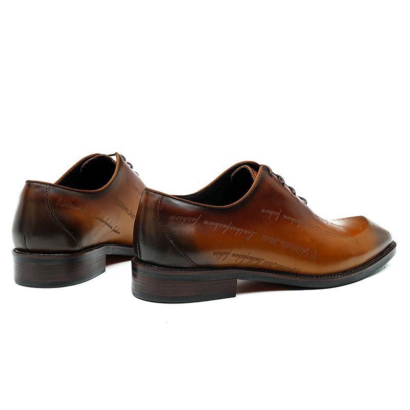 Men’s Elite Leather Oxford Lace Up Shoes with Artistic Scritto Finish - Image 5