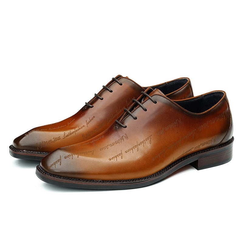 Men’s Elite Leather Oxford Lace Up Shoes with Artistic Scritto Finish - Image 3