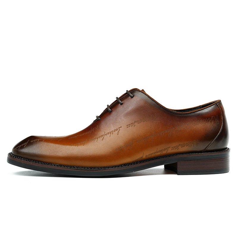 Men’s Elite Leather Oxford Lace Up Shoes with Artistic Scritto Finish - Image 7
