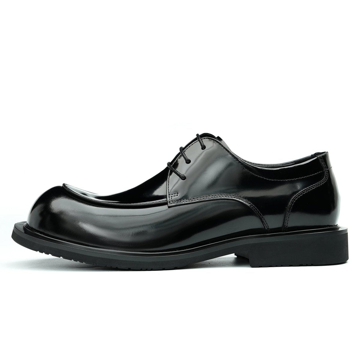 Men’s Glossy Calfskin Sculpted Round Toe Derby Shoes - Image 7