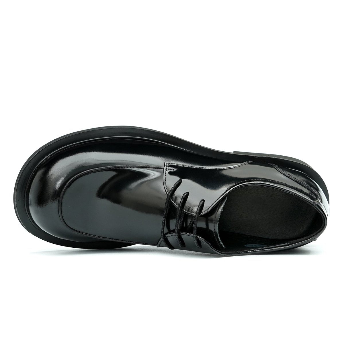Men’s Glossy Calfskin Sculpted Round Toe Derby Shoes - Image 3