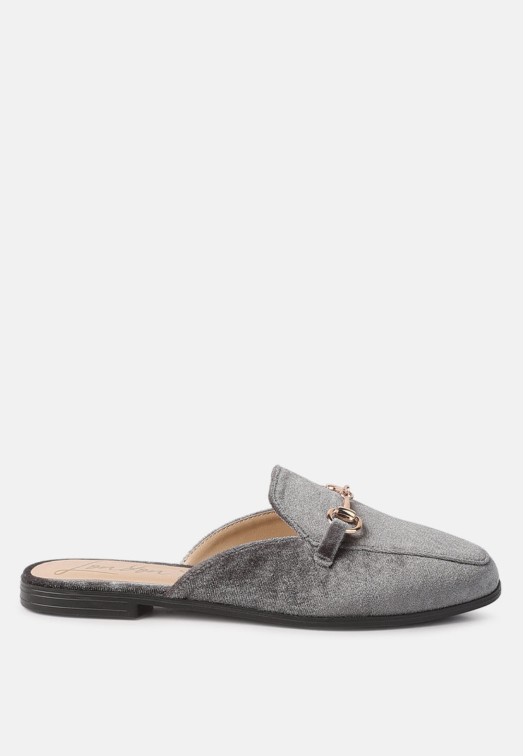 Velvet Buckled Flat Mules - Image 8