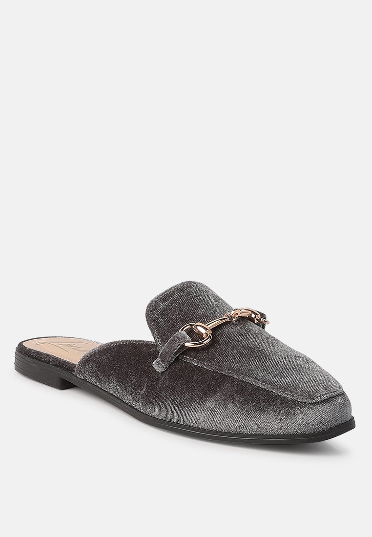 Velvet Buckled Flat Mules - Image 2