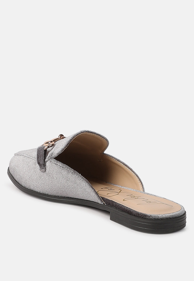 Velvet Buckled Flat Mules - Image 3