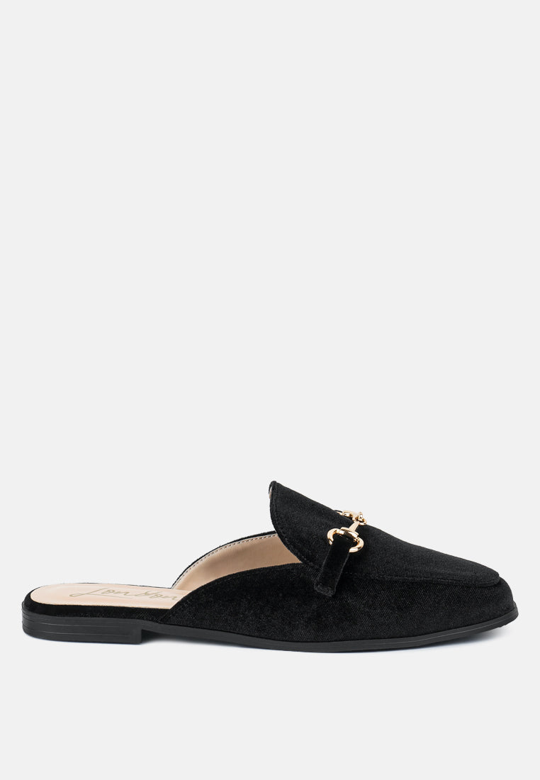 Velvet Buckled Flat Mules - Image 16